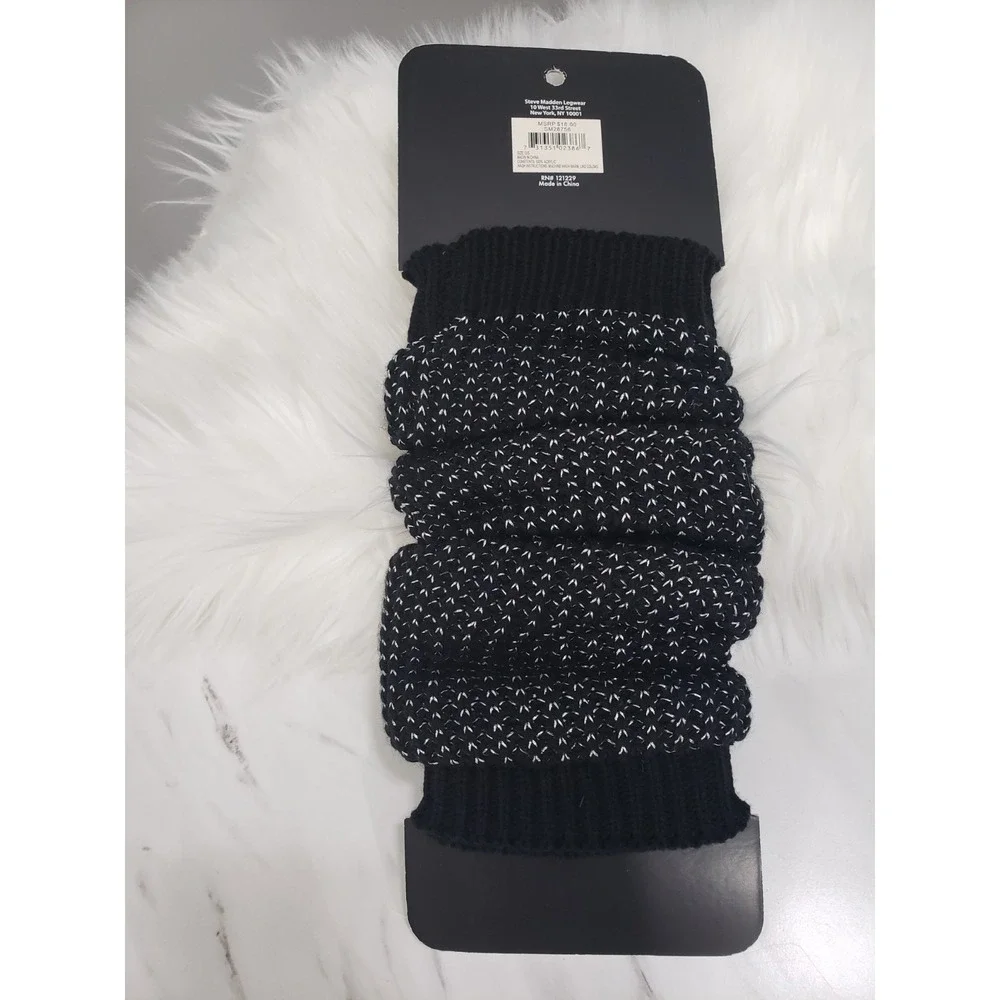 NEW - Steve Madden Knit Leg Warmers Black Silver‎ sweater winter fall boot socks